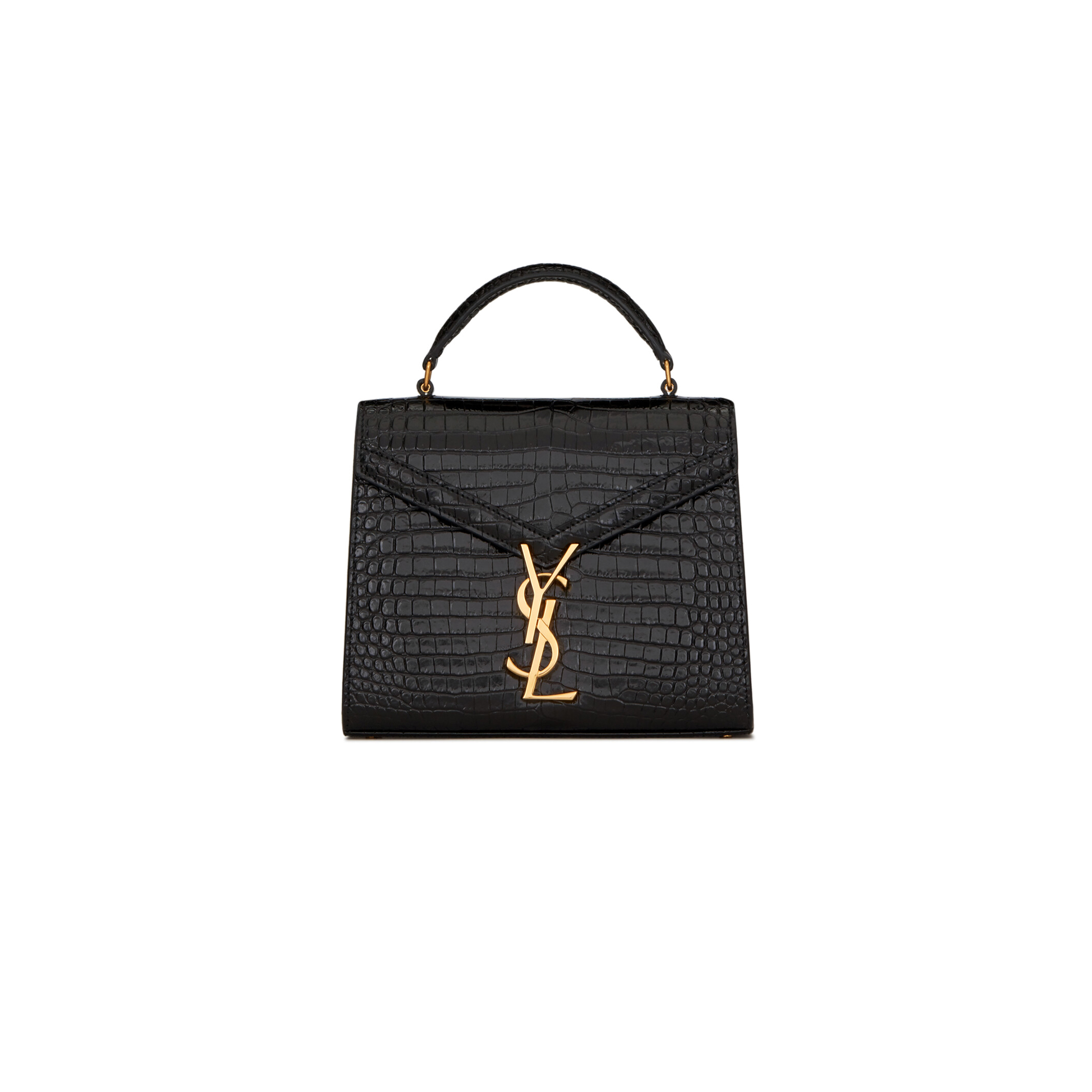 YSL CASSANDRA MINI TOP HANDLE BAG IN CROCODILE-EMBOSSED SHINY LEATHER 623930DND0J1000 (20*16*7.5cm)